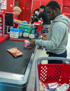 Student unloading items at Target