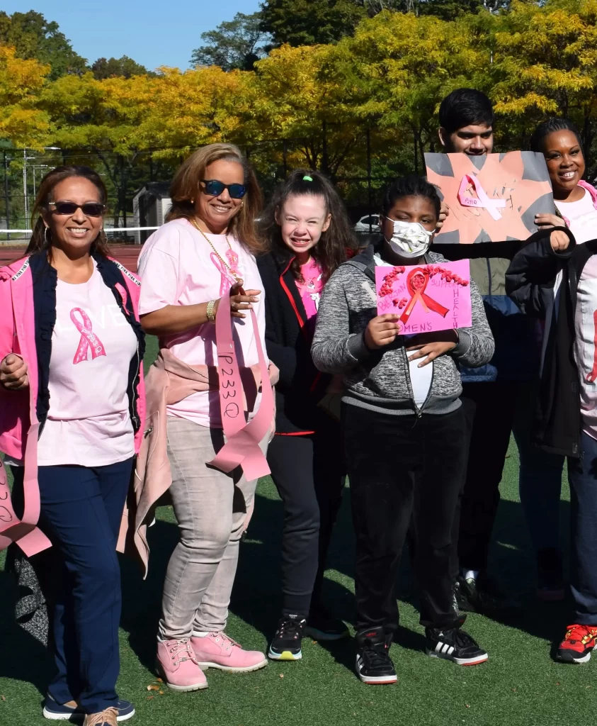 Three Students and Three teachers during the Breast Cancer Awareness Walkathon