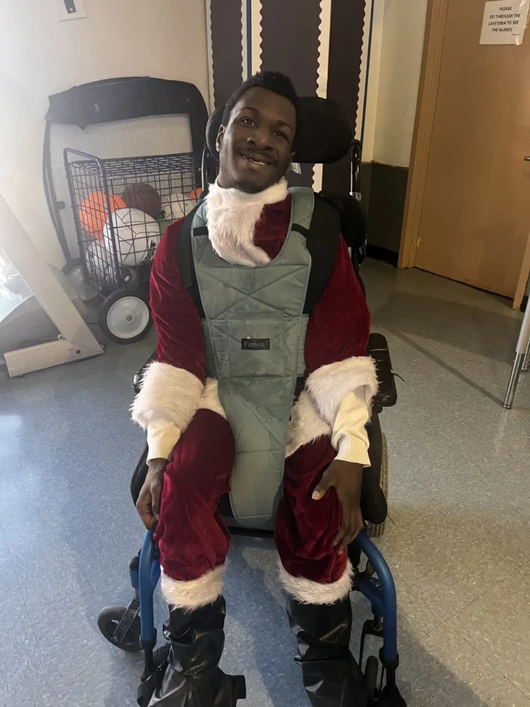 Male in a wheelchair dressed as Santa